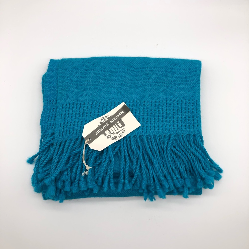 Alpaca blue fringy scarf
